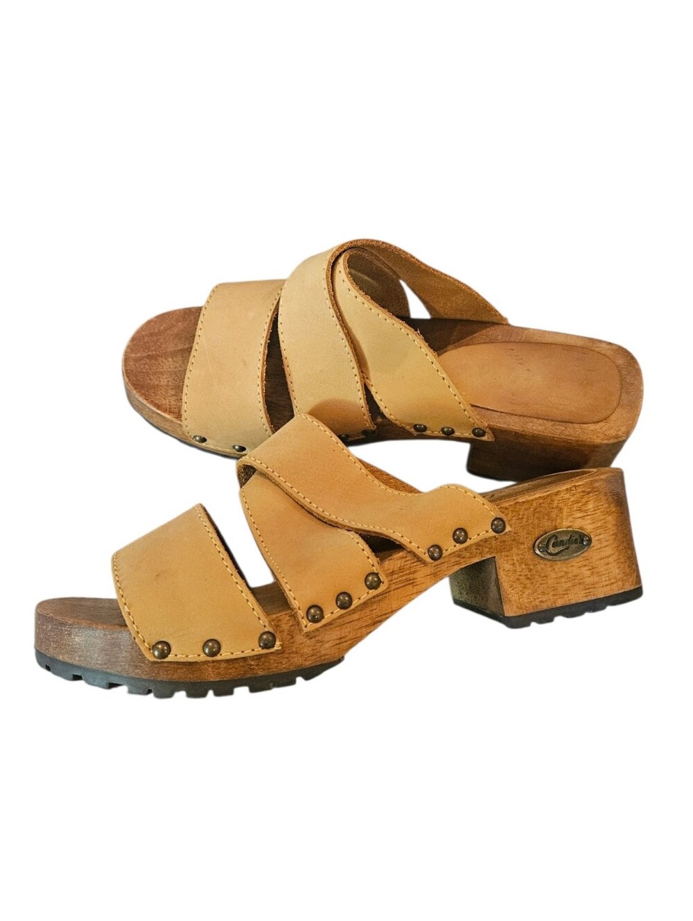 Candies Vintage Y2K Wooden Leather Clogs Womens
